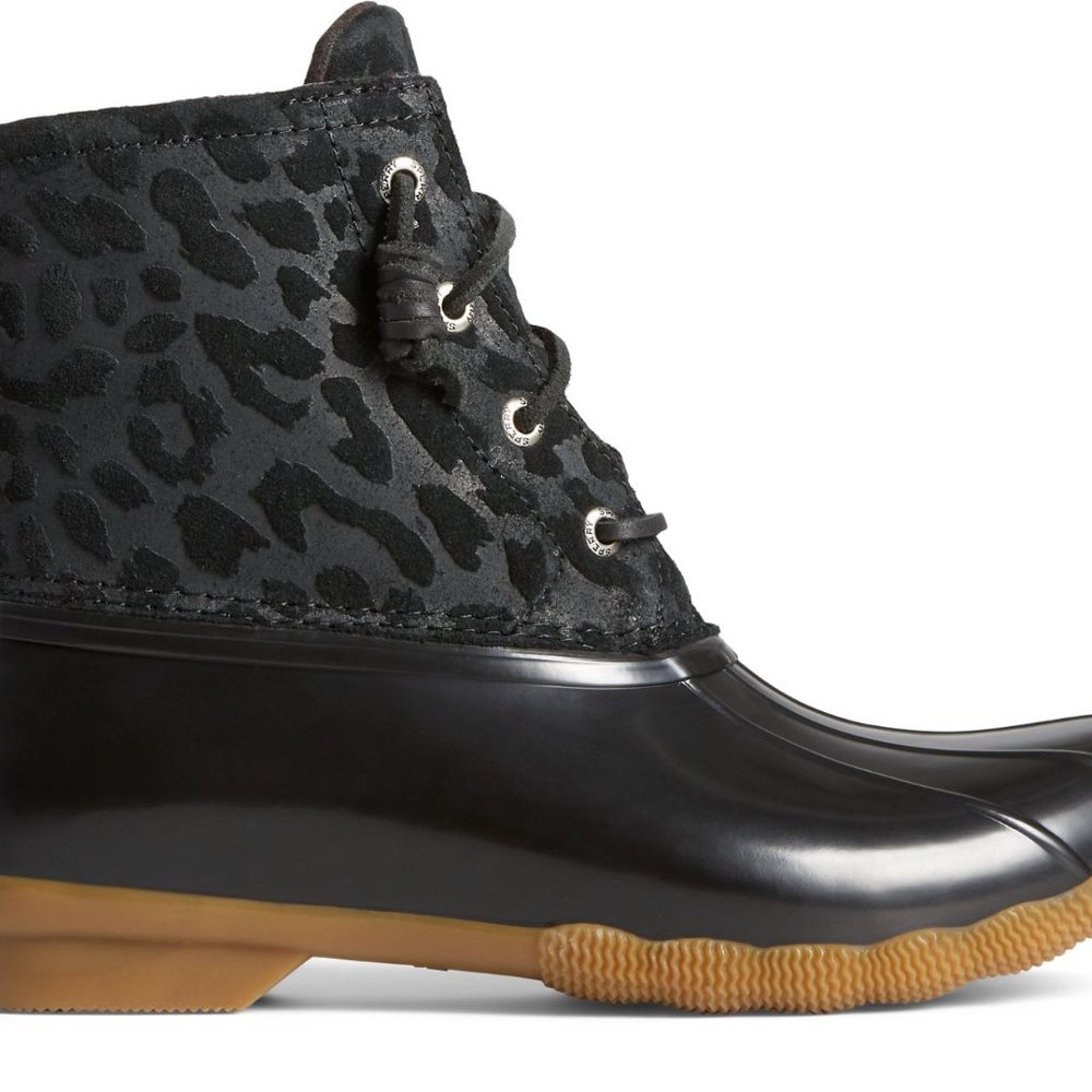 Black Leopard Sperry Duck Boots - Picture 2 of 2